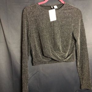 Glittery Cross Front Crop Top